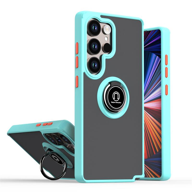 Чехол для Samsung Galaxy S24 Ultra 5G Матовый Жесткий ПК Броня Coque Galaxy S24 Plus S 24 FE S24Ultra Магнитный Держатель Кольцо Крышка