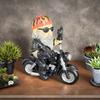 Motorcycle Dwarf Statue Resin Motorcycle Riding Gnome Decoration Indoor Outdoor Gnome Figurine