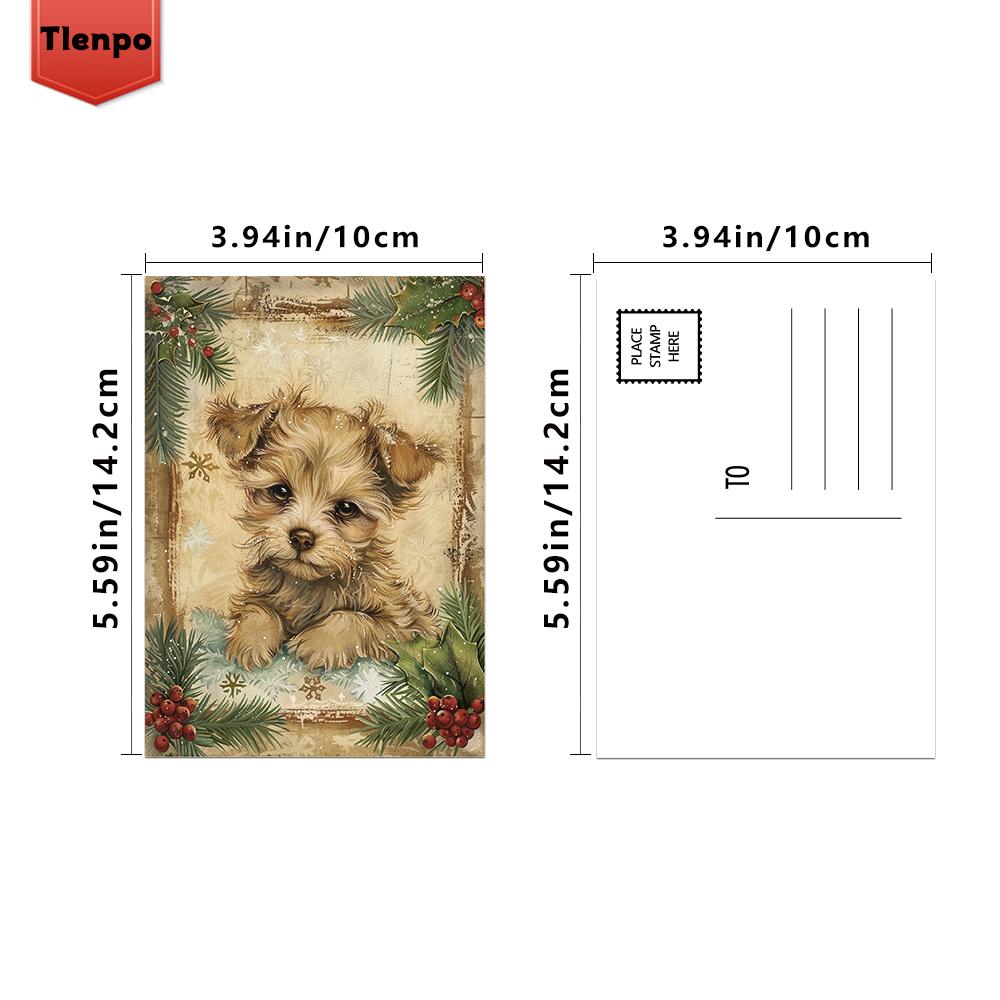 32pcs. Christmas Puppy Postcard, Birthday/anniversary Gift, Collectible, Suitable for Giving As a Present, Can Be Mailed.