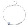 Kaletine Charm Blue Evil Eye Cross Bracelet 925 Sterling Silver Small Bracelets For Women Hamsa Good Luck CZ Jewelry