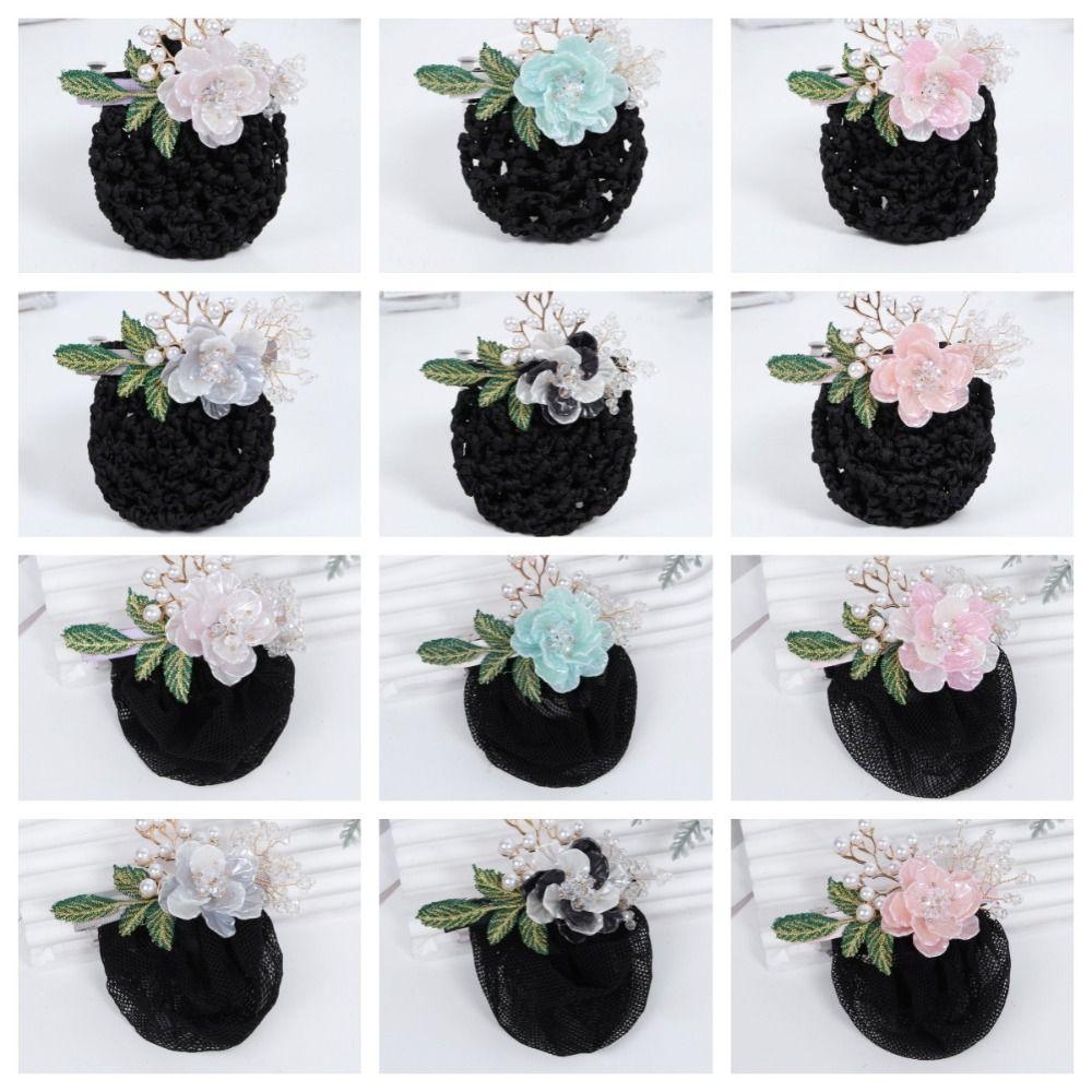 Сетка-чехол для шпилек, Снуд с цветком, Зажим-пружина, Корейский стиль, Кружевная сетка для волос, Подарок на День матери
