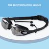 Adult Electroplated Swimming Glasses HD Waterproof Anti-fog Swimming Goggles Teenager Water Sport Eyewear With Earplug Men Women