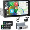 Автомагнитола 1 Din 7-дюймовый Сенсорный Экран CarPlay Android Auto, 1 Din Bluetooth 5.1, Mirror Link для Android/iOS, USB/TF Порт, Aux, FM Радио, Цифровой Ресивер с Эквалайзером
