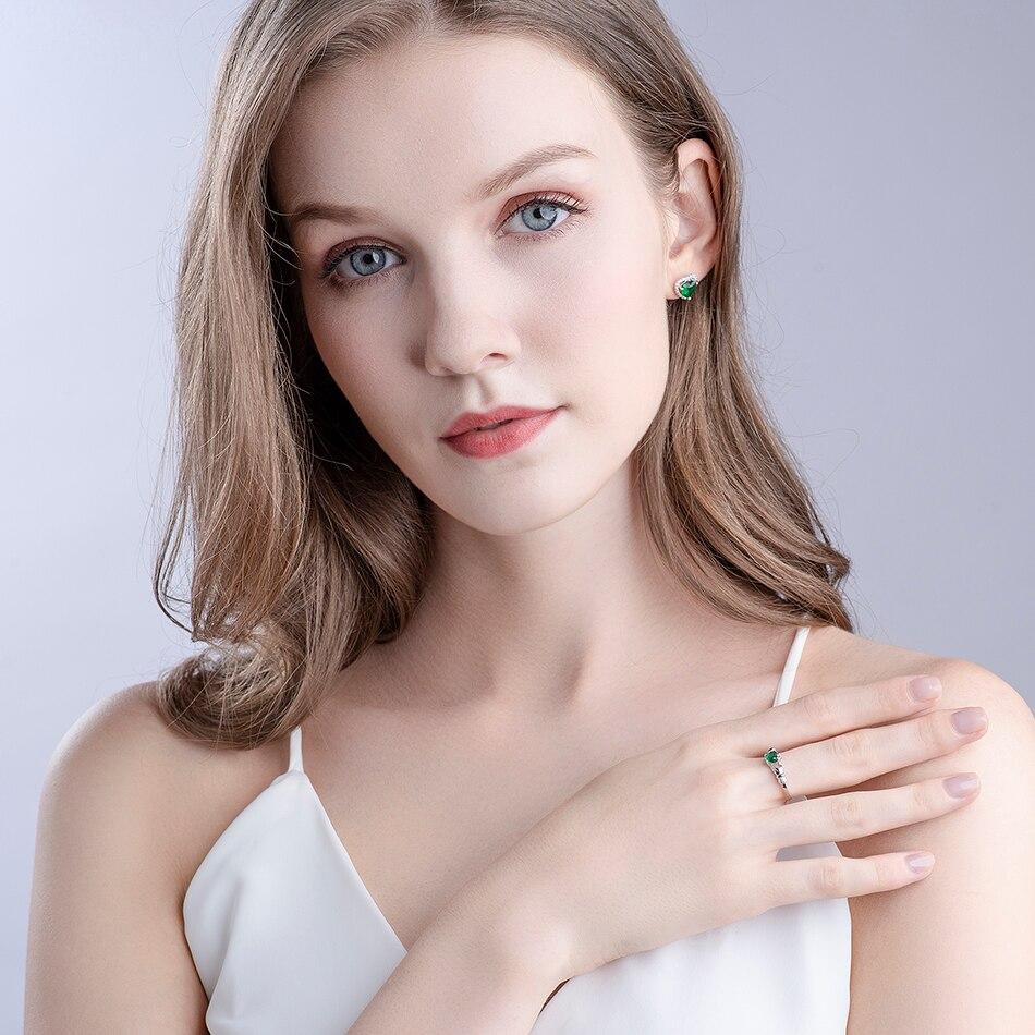 925 Sterling Silver Rings For Women Irish Claddagh Created Nano Emerald Heart Shape Solitaire Ring Classic Fine Jewelry