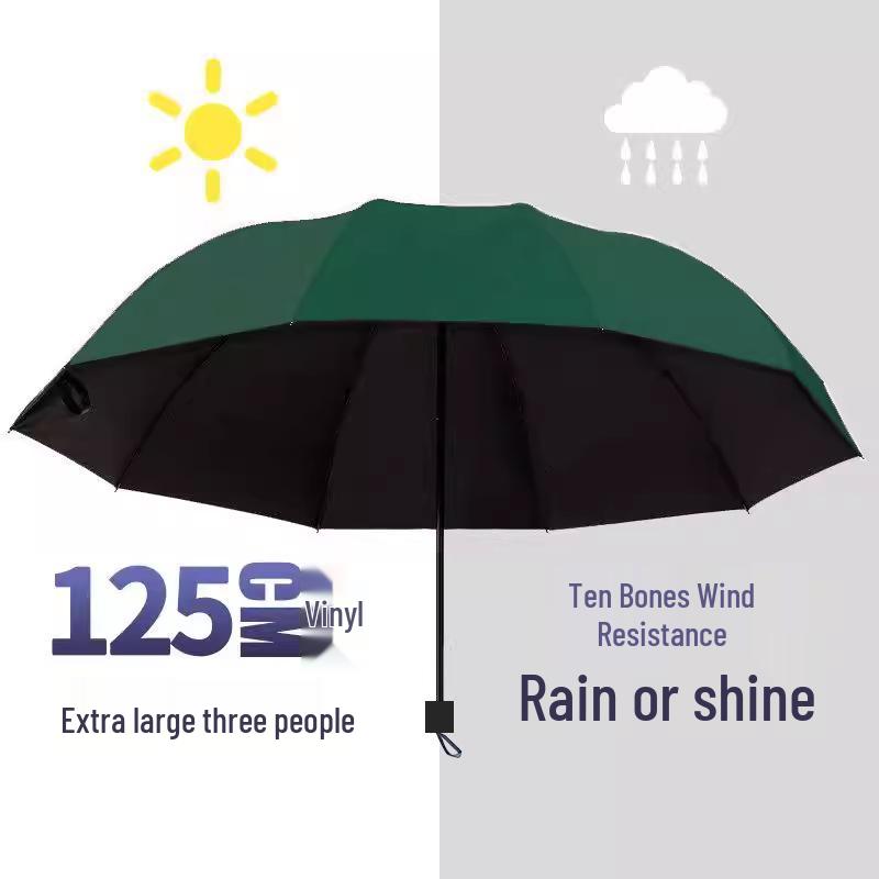 Twelve-Bone Oversized Women's Umbrella: Black UV Protection for Sun & Rain
