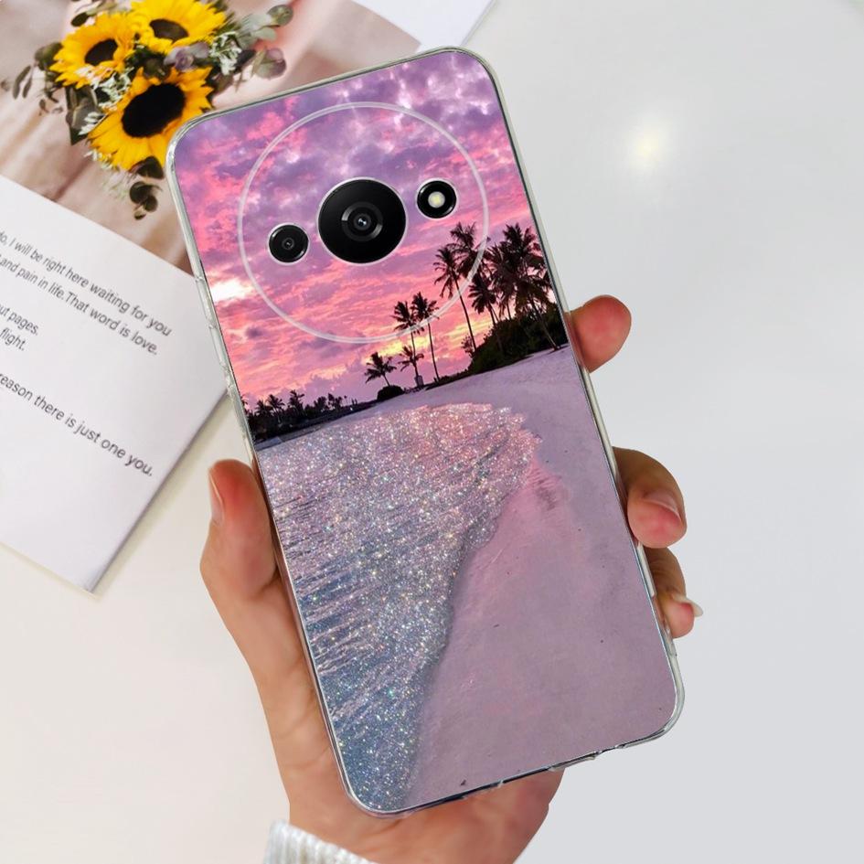 For Funda Xiaomi Redmi A3 Case 2024 Fashion Flower Transparent Silicone Soft TPU Phone Case For Xiomi Redmi A3 RedmiA3 4G Covers