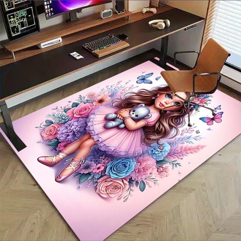 1PC Flower Butterfly Anti-slip carpet, suitable for Office, bedroomand playrooms. It can also be used as a sofa footrest cover-R26