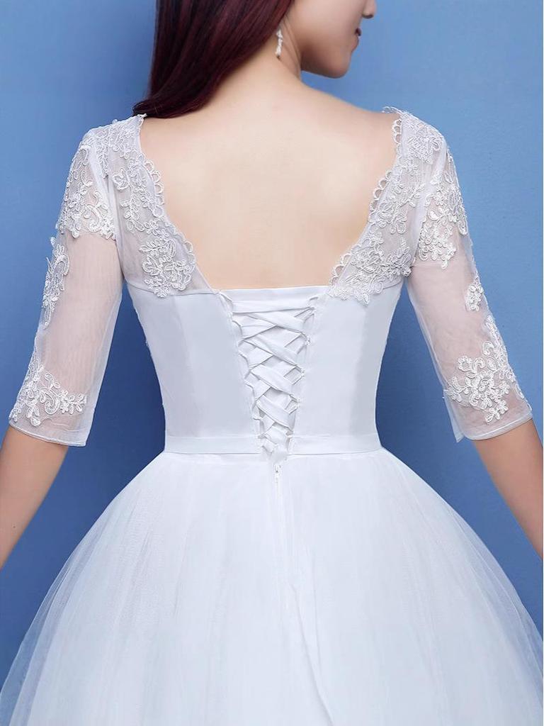 2025 Корейское свадебное платье большого размера с открытыми плечами, длиной до пола B55