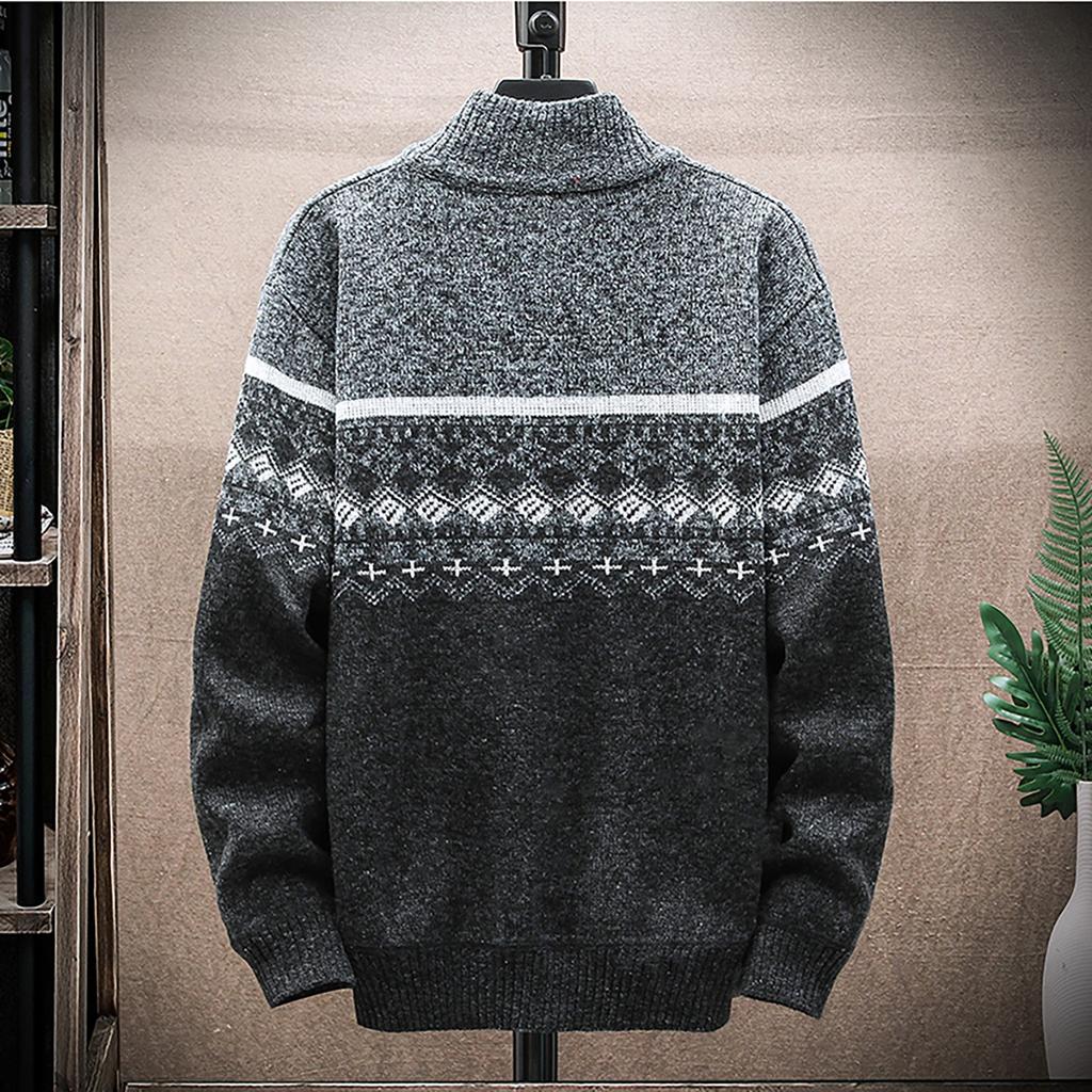 Men's Fall And Winter Casual Sweater Jacket Warm Knit Sweater Hooded Hoodie
