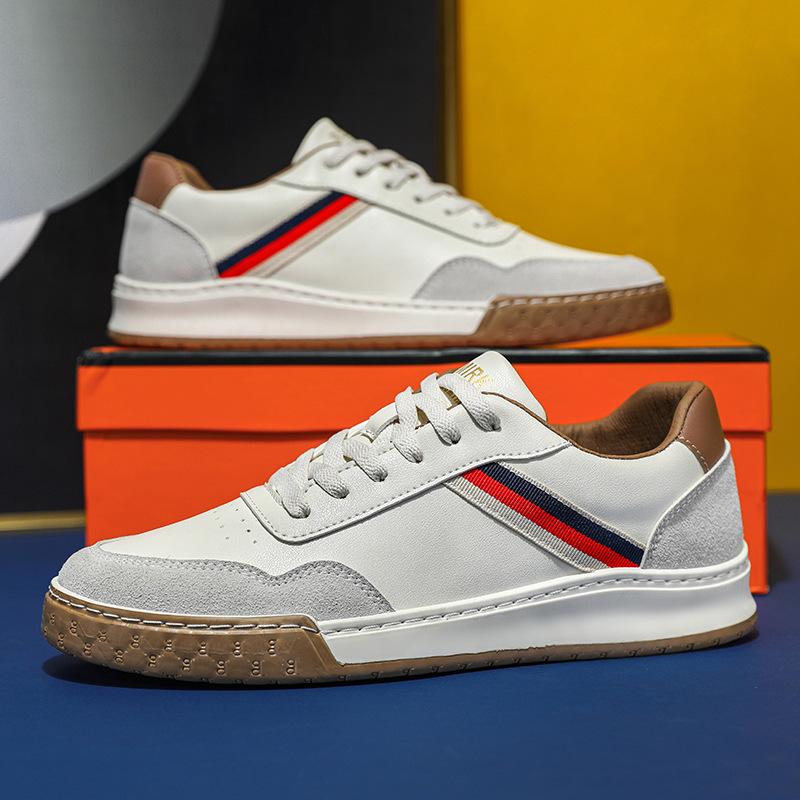 Мужская обувь Летняя мужская повседневная кожаная обувь Трендовая универсальная спортивная обувь Маленькая белая обувь для досок Летняя мужская модная обувь