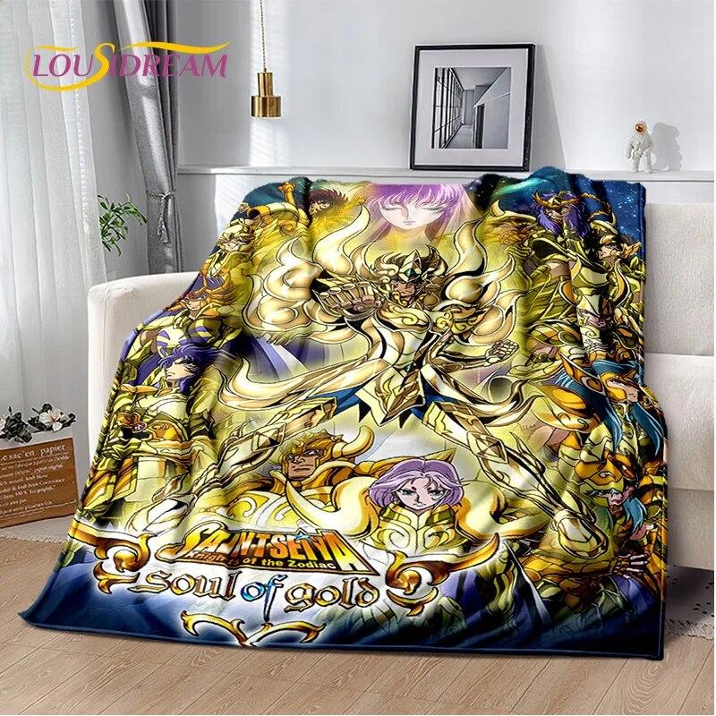 Одеяло HD с рисунком Saint Seiya в стиле ретро, мягкое одеяло для дома, спальни, кровати, дивана, пикника, путешествия, офиса, детское одеяло