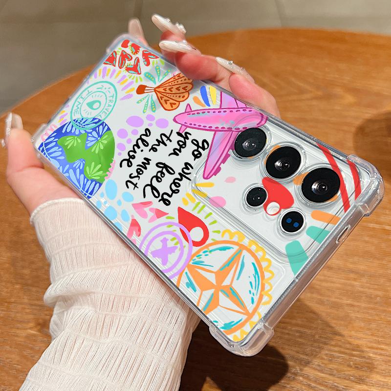 Чехол для S25 Ultra с красочным узором граффити со звездами для Samsung Galaxy S25 Edge S24 Ultra S23 S22 Plus S21 FE Capa Funda