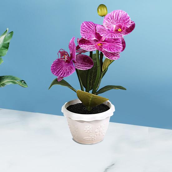 Искусственное растение в горшке Реалистичная имитация цветка Яркий цвет Искусственная орхидея-бабочка Бонсай