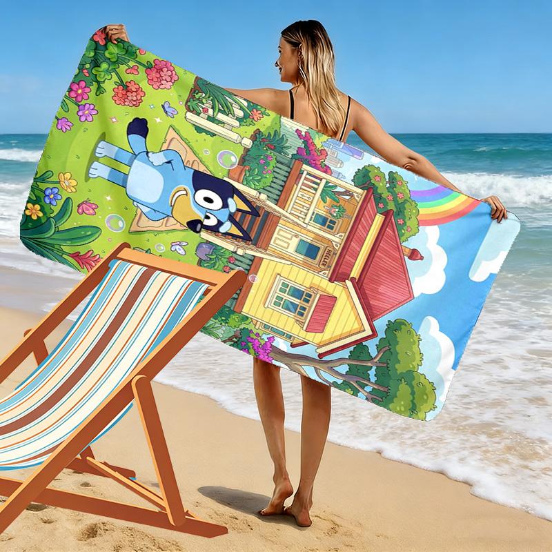 Bluey Print Beach Towel, Large Soft Quick Dry Towel for Beach Camping Swimming