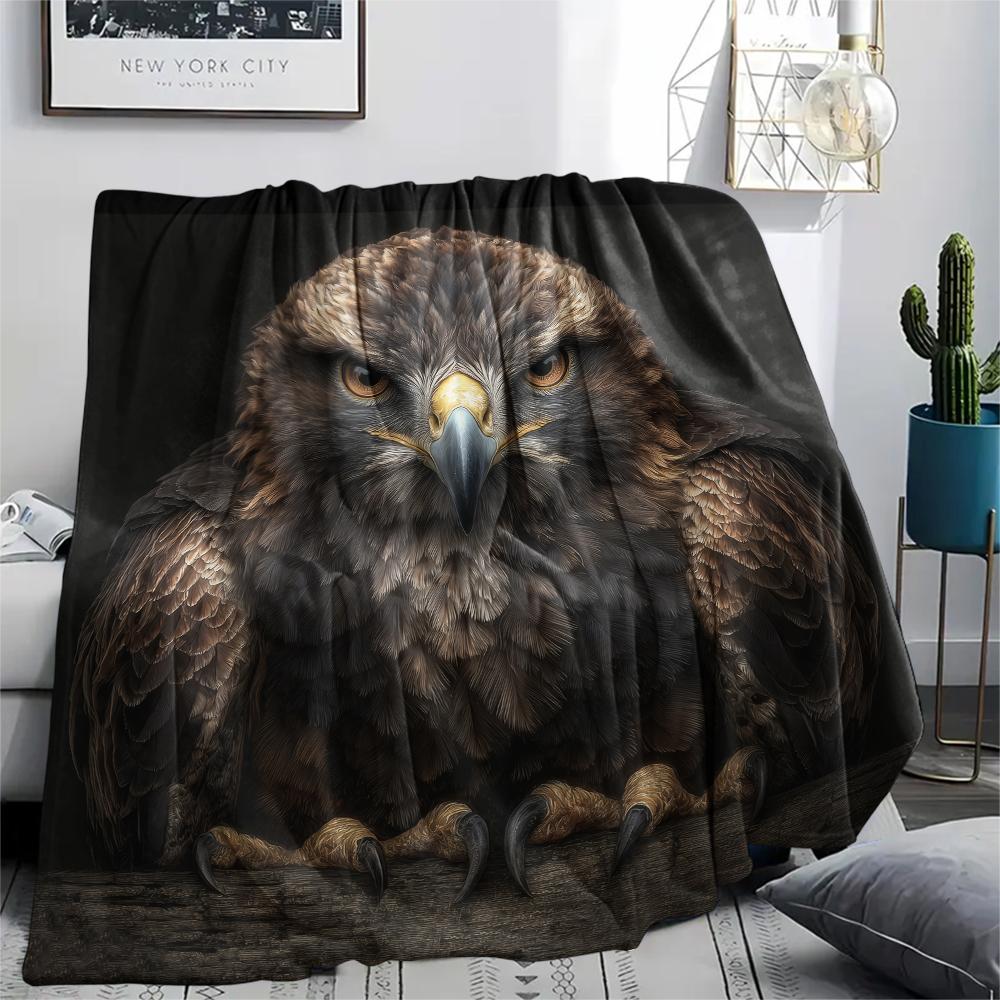 Black Eagle,pattern Flannel Blanket, High quality Comfortable for All Seasons, Home Decor, Warmth and Comfort, Perfect for Gifts.