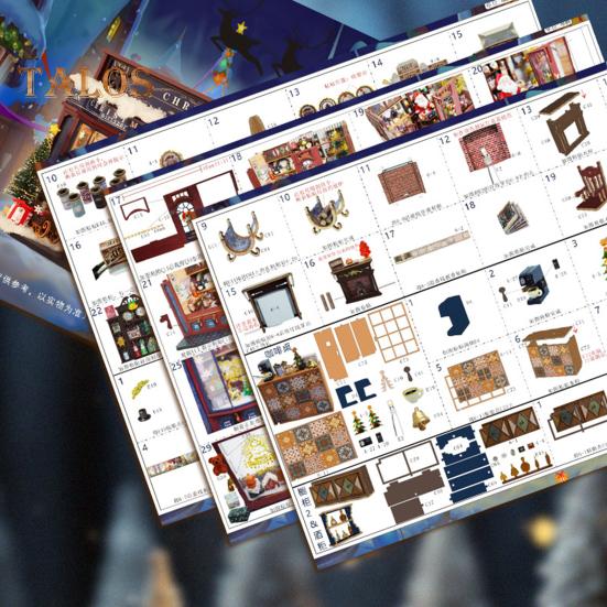 DIY Рождественский миниатюрный домик, светодиодный мини-дом, игрушка для творчества с мебелью, книжный уголок, игровая модель для дня рождения, рождественской ночи