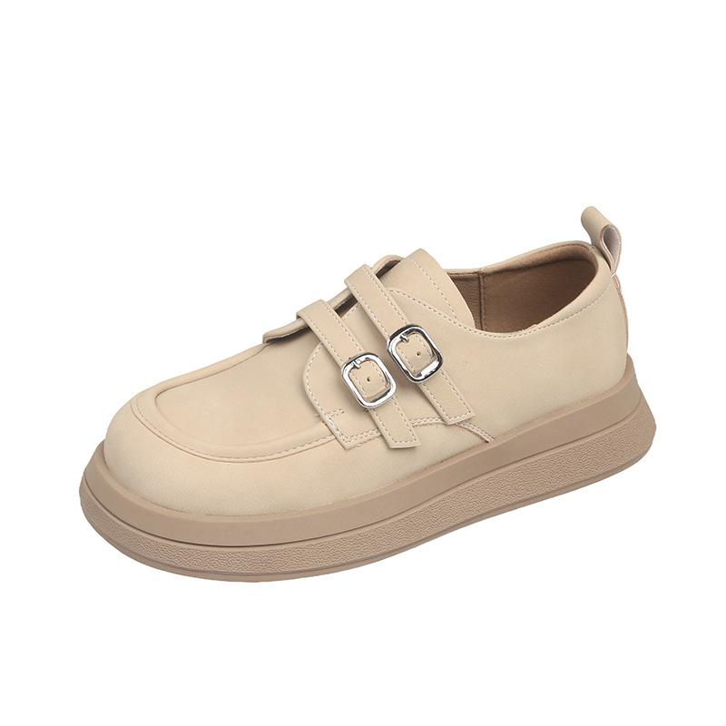 Туфли-лоферы на толстой подошве, женские осенние туфли для колледжа, кожаные туфли в стиле ретро, однотонные туфли, женская модная летняя обувь, дышащая для жаркой погоды