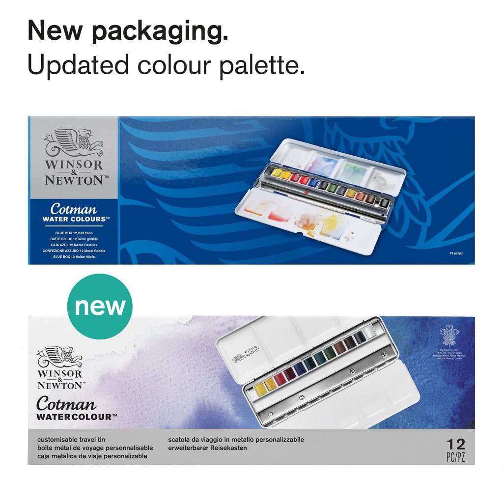 Акварели Winsor & Newton Cotman, набор из 12 цветов в персонализированной металлической дорожной коробке (Номер продукта: 18909453)