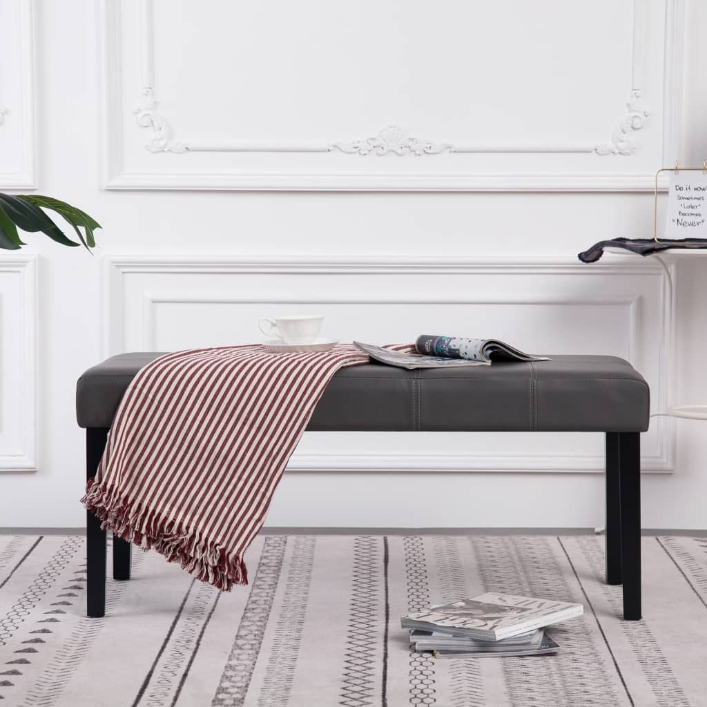 106 cm Grey Faux Leather Bench