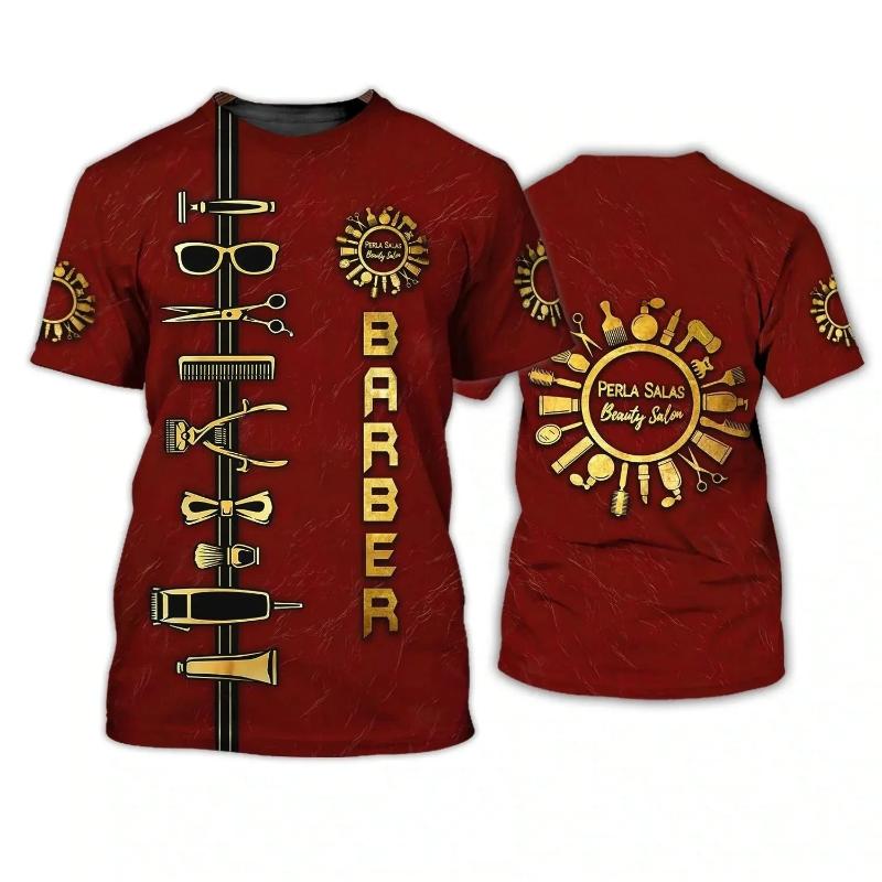 Модная новая мужская футболка парикмахера с индивидуальным дизайном, уличный элемент, круглый вырез, большой размер, удобный топ с коротким рукавом