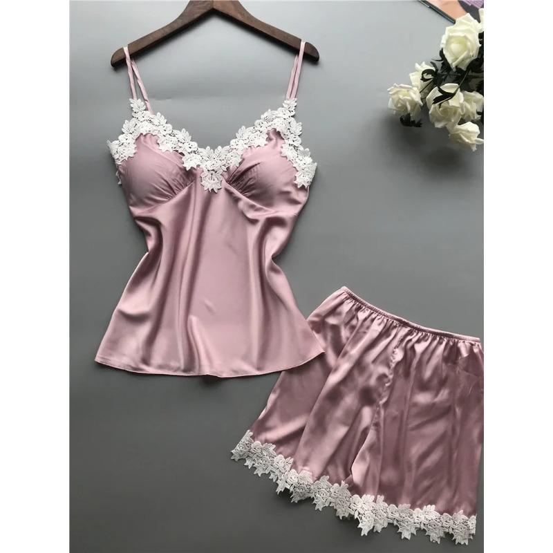 Women Clothing Sets Summer Plus Size Sexy Silk Pajamas Ladies Suspenders Nightdress Ice Silk Women Pajamas Female Home Service
