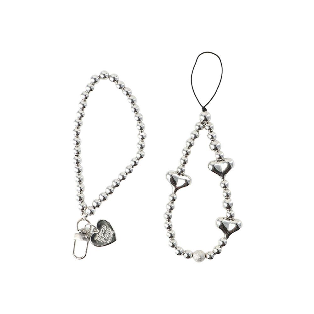 Telephone Chain Phone Beaded Rope Heart Phone Charms Cell Phone Straps Silver Heart Phone Lanyard