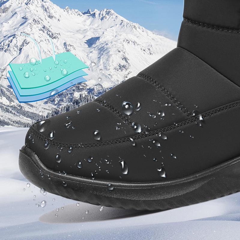 Водонепроницаемые зимние ботинки из искусственного меха для женщин 2025 года, нескользящие утолщенные плюшевые ботильоны, женская модная обувь на молнии, сохраняющая тепло, с хлопковой подкладкой