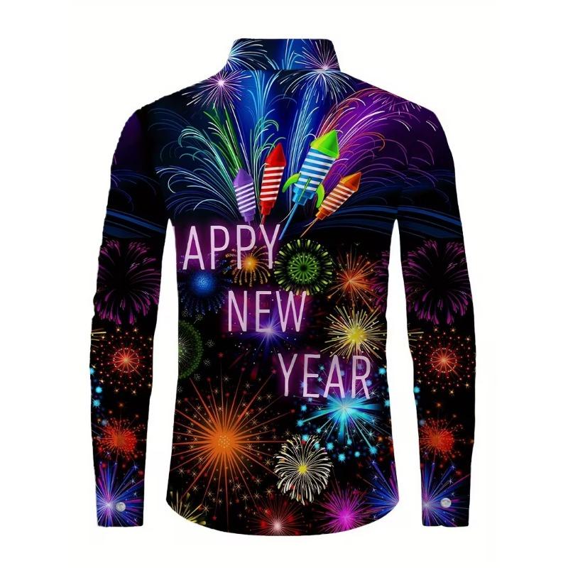 Men's Long Sleeve 3D Digital Print Christmas Shirts Casual Tops for Autumn and Winter