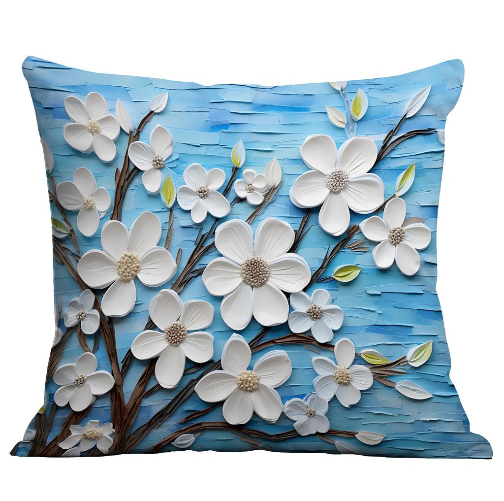Новая наволочка с цветочным принтом, имитирующая трехмерный стиль масляной живописи, креативная цветочная, для дома, гостиной, диванной подушки