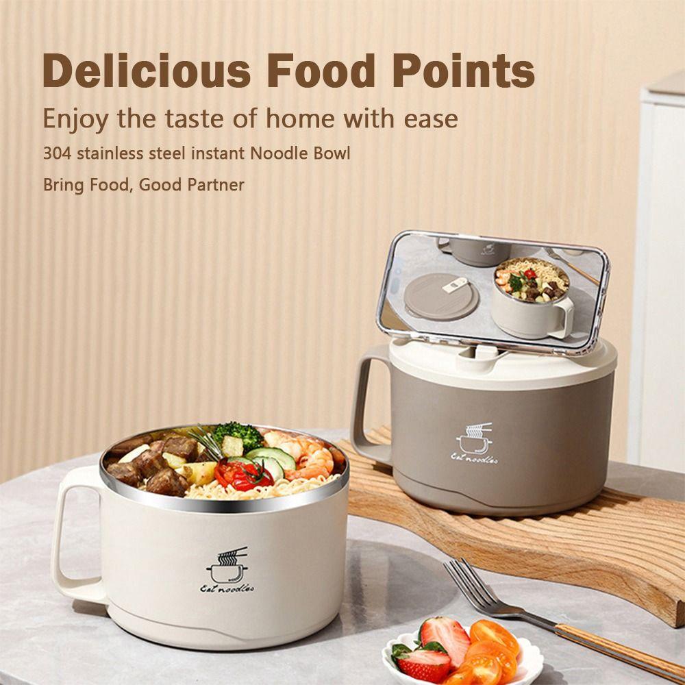 1100/1700ml Ramen Bowl Large Capacity Dormitory Lunch Box Durable Soup Cups On-the-Go