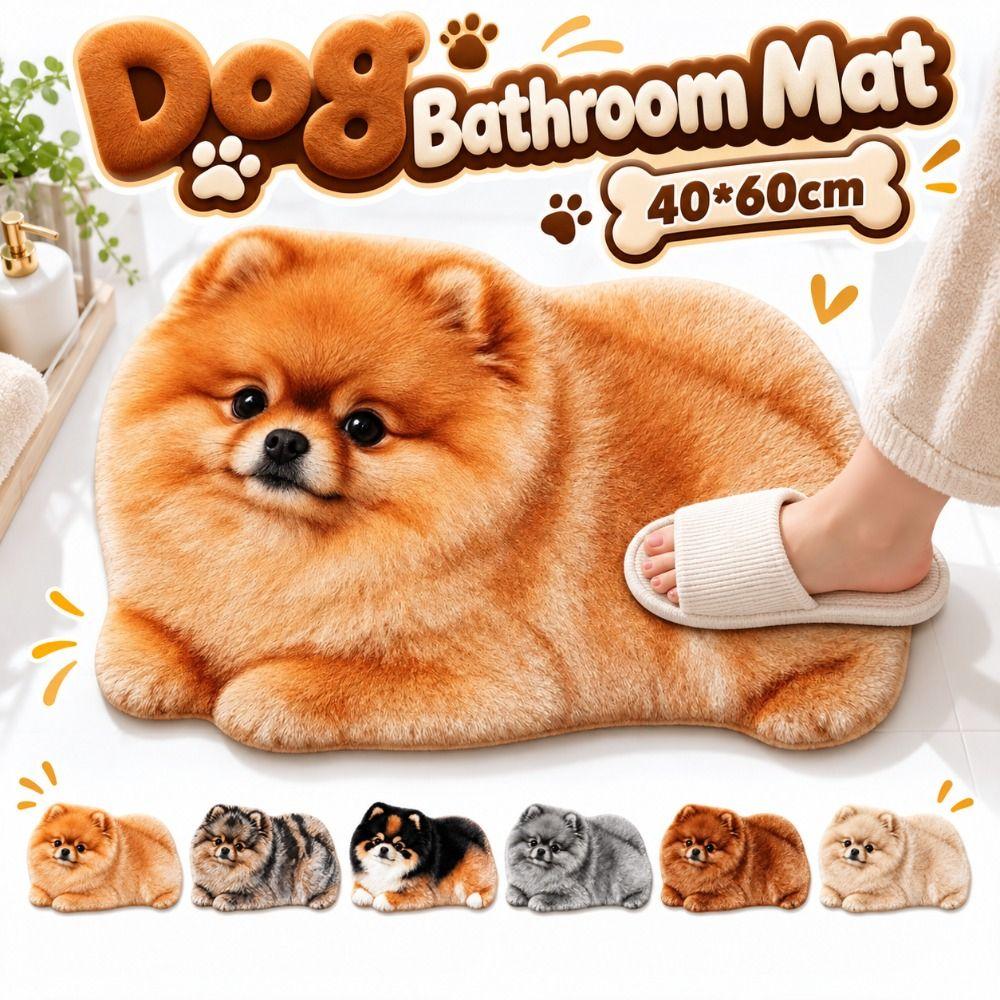 Diatomaceous Earth Realistic Pomeranian Floor Mat Non-slip Bedroom Door Rug  Home Decor