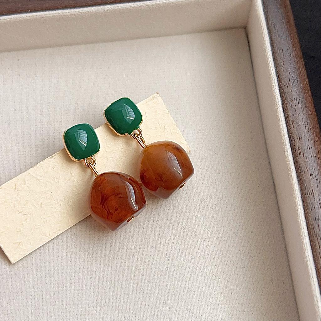 Винтажные серьги-кофе Maillard Женские серьги с литературным темпераментом Акриловые серьги-мазки Нишевые Высококлассные Осенне-зимние серьги