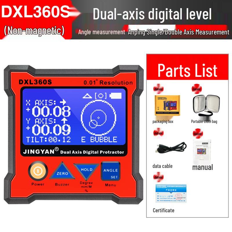 Высокоточный цифровой двухосевой угломер Jingyan DXL360S с литиевой батареей