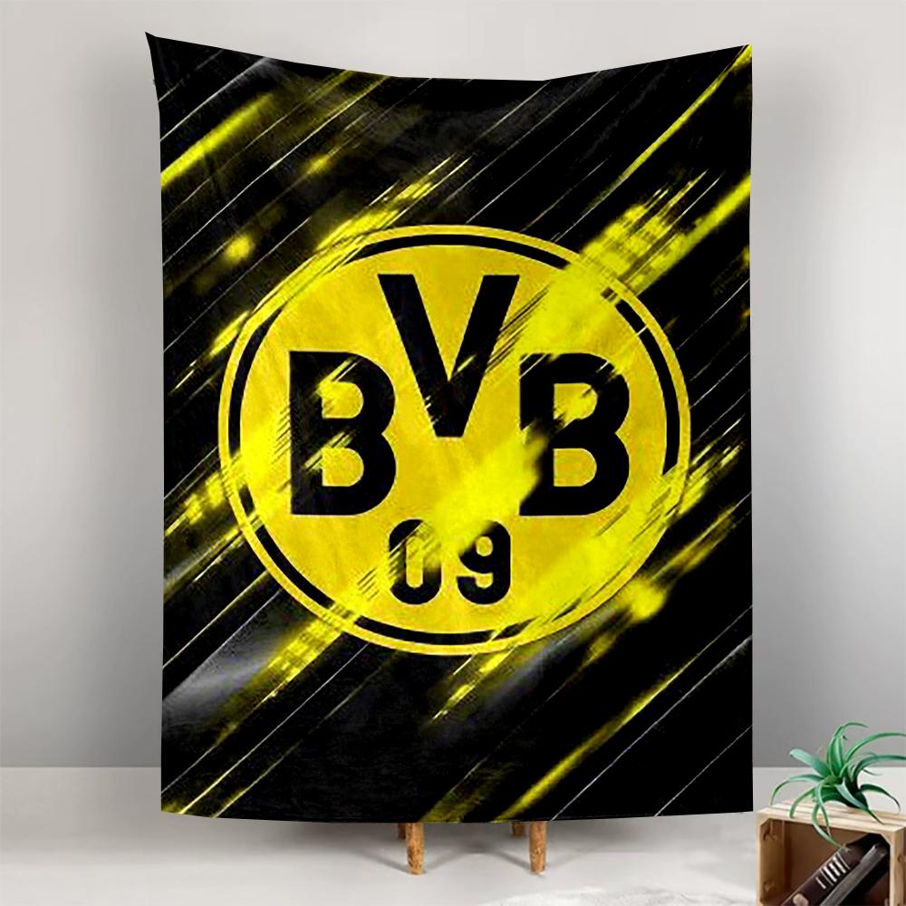 Tapestry Borussia Dortmund BVB 09 Yellow Black Speed Stripes Football Club Crest Wall Art for Bundesliga Fan Bedroom Decor