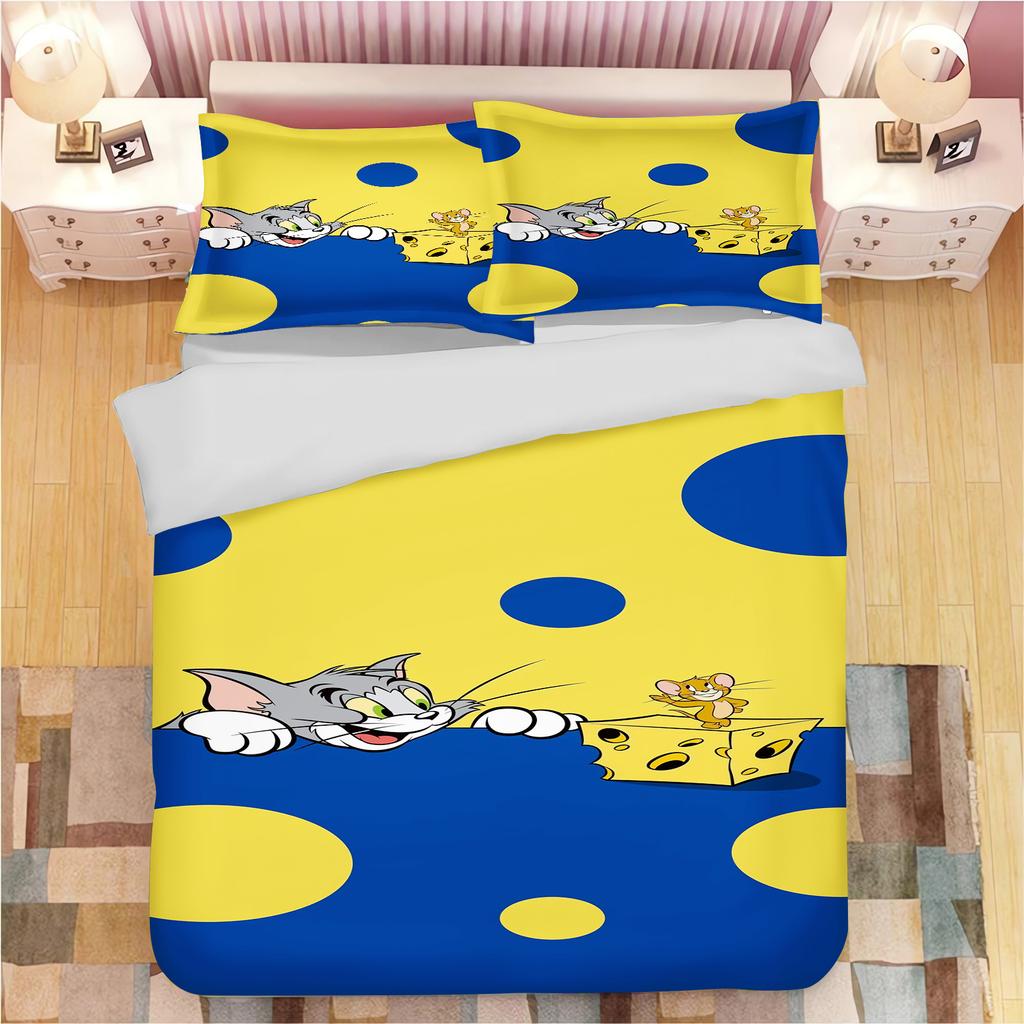 Том и Джерри Аниме Домашняя Спальня Плед Нордический полиэстер Подходит для детей и взрослых Комплект из 3 предметов