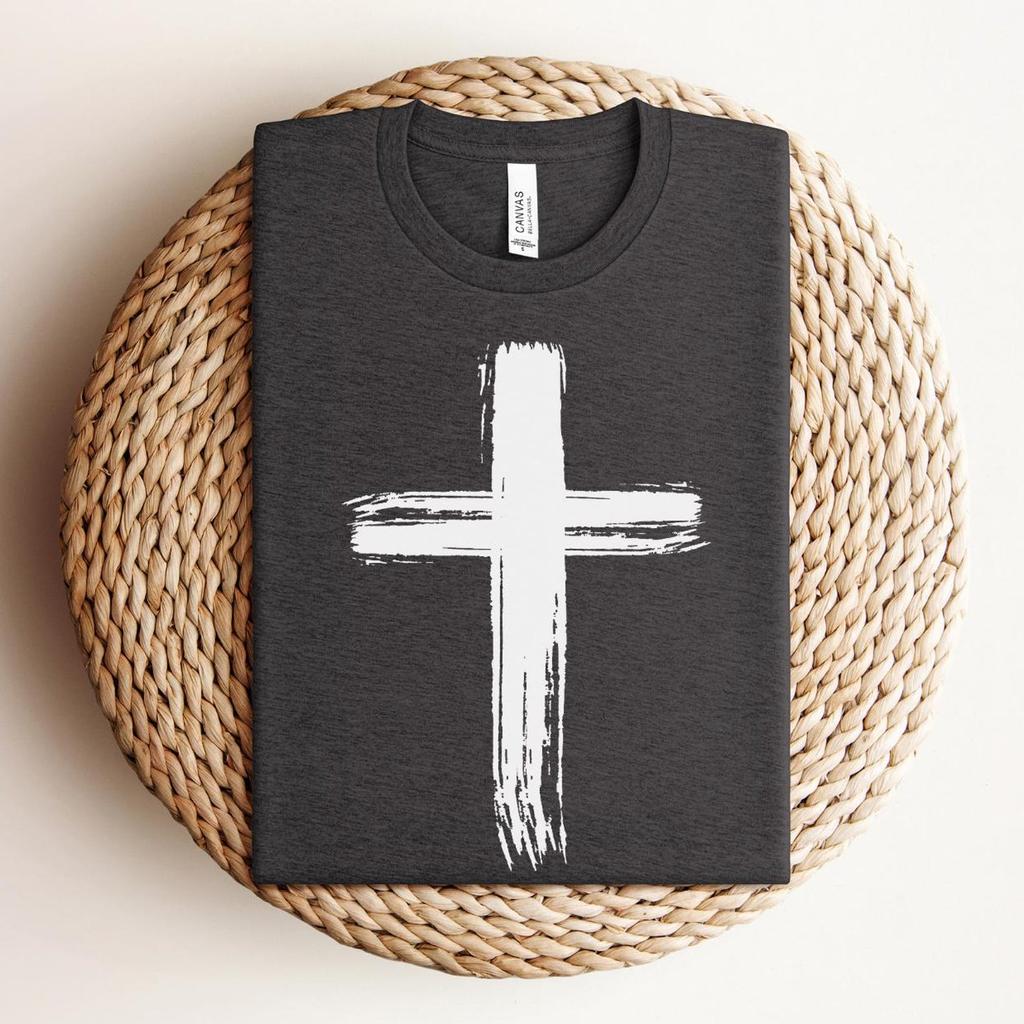 Rugged Cross Christian Shirt, Minimalist Faith Apparel, Religious Shirt, Cross T-Shirt, Mens Christian Shirt, Jesus Lover Tee, Church Shirt