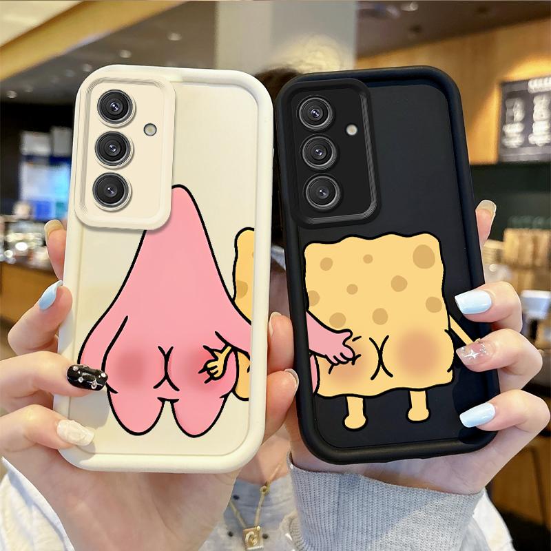 Cute S-SpongeBobs Pinch Butt Phone Soft Case For Samsung Galaxy S25 S24 S23 S21 Ultra Plus S25 S23 S20 Silicone Shockproof Cover