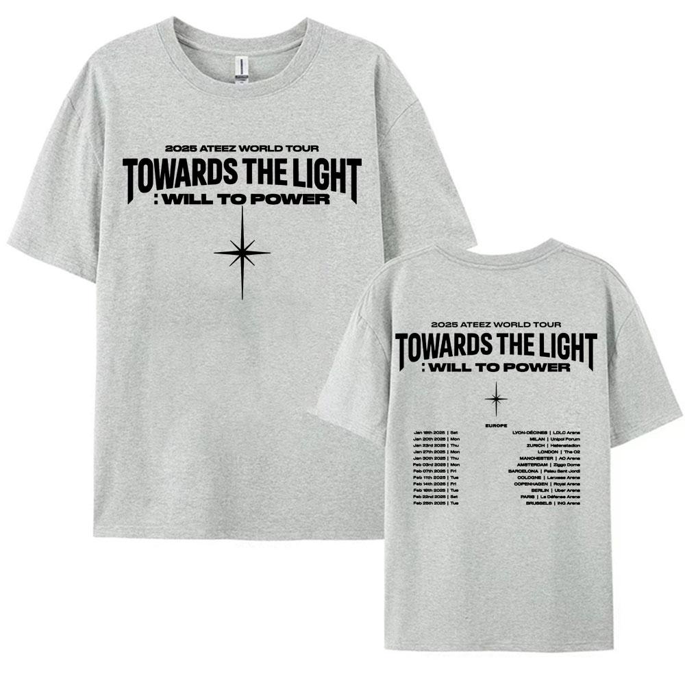 2025 Ateez World Tour Towards The Light Will To Power T Shirt Men Women Korean Fashion High Quality Casual 100 Cotton Tshirts