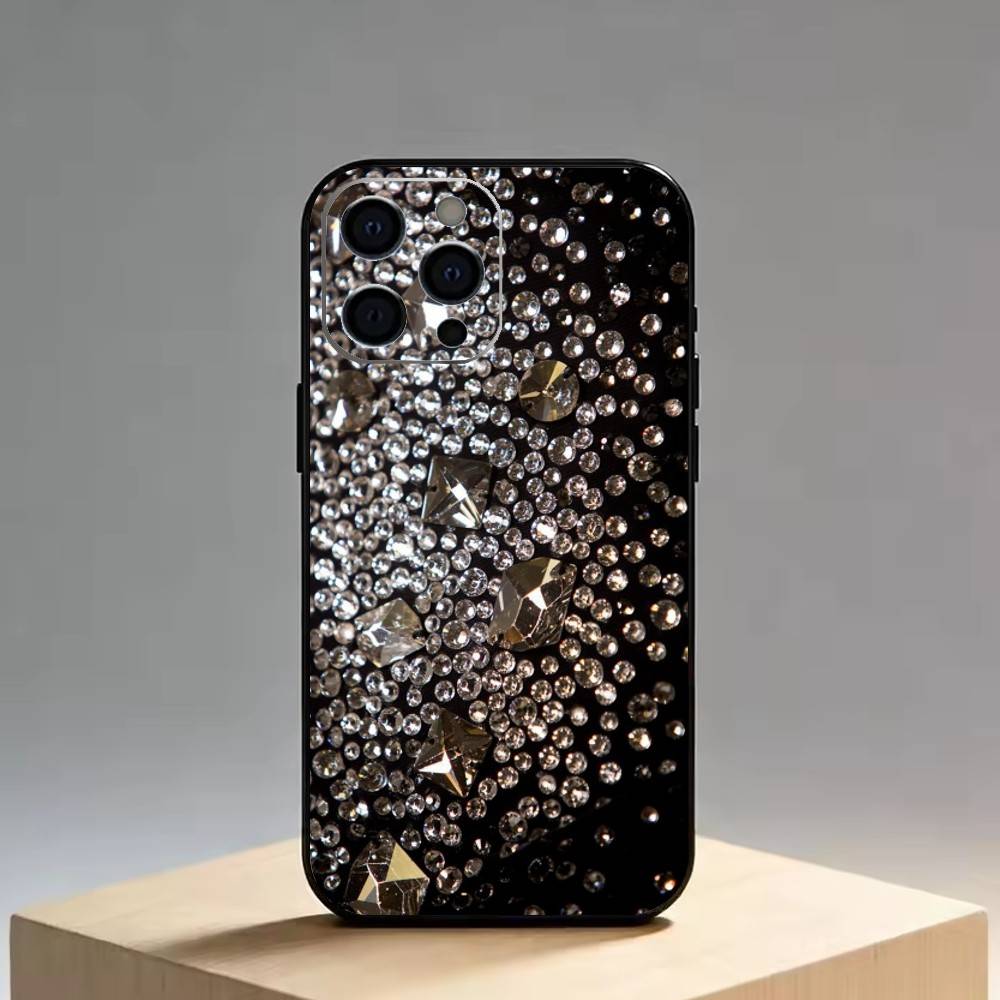 Роскошный блестящий чехол-вспышка для iPhone 17, 16, 15, 14, 13, 12, 11 Plus, Pro Max, Другие Мягкий Черный Чехол