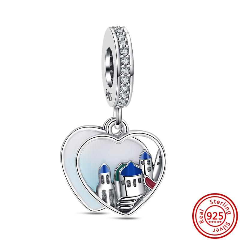 Распродажа 925 пробы серебряные бусины в форме сердца для замков, подвеска, подходит для оригинального браслета с подвесками, ювелирные изделия, подходящие для девушки, жены, подарок