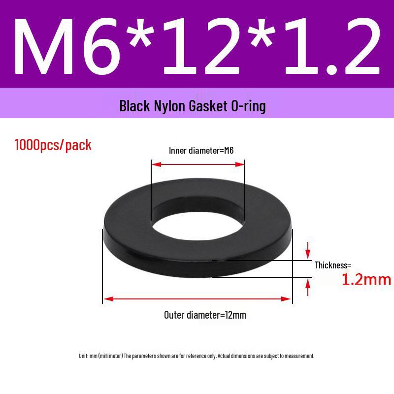 Black Nylon Plastic Flat Washer Ring M2-M20