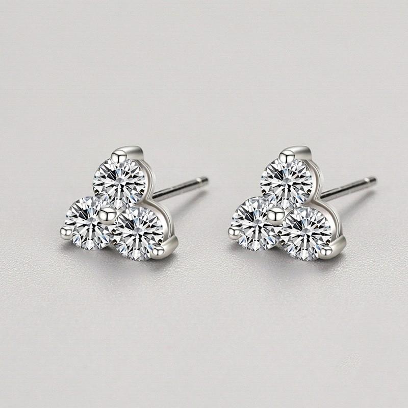 Ada Jewelry Rhodium Plated Trendy High-Grade Anti-Allergy S925 Sterling Silver Zircon Women's Stud Earrings