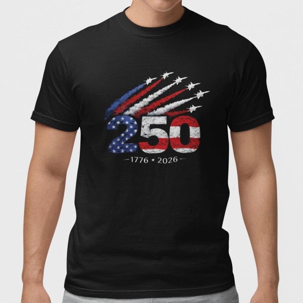 USA 250th Anniversary Shirt 1776-2026 Patriotic Jet Freedom T-Shirt Black Unisex