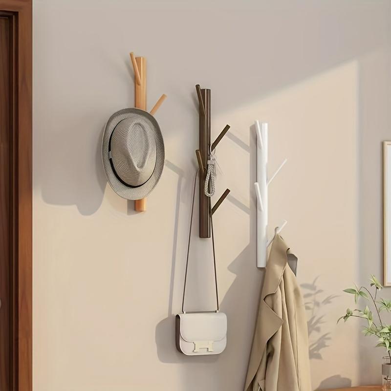 1шт настенная вешалка для пальто креативная вешалка для пальто спальня деревянный крючок современный цельный деревянный простой 4 крючка