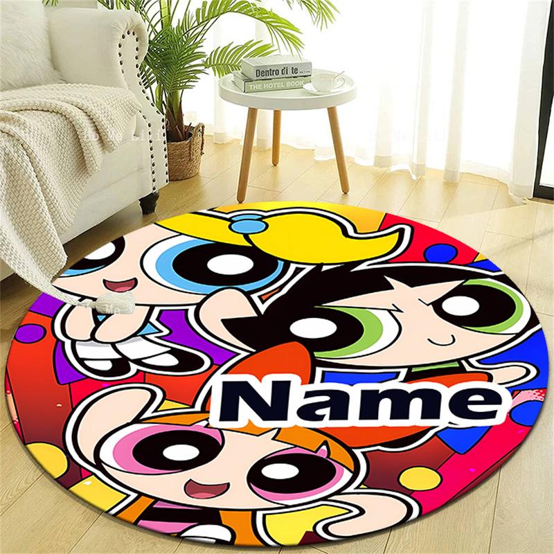 Personalized The Powerpuff Girls Round Chair Office Rug - Perfect for Mat, Office Chair & More - Ideal Gift for Birthdays and Holidays