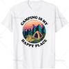 Camping Is My Happy Place for Tent Campers T-Shirt Men Clothing Tops Graphic T Shirts Vintage Clothes