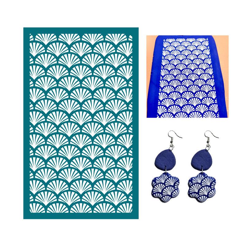 23 стиля самоклеящихся трафаретов для шелкографии для полимерной глины, листья пальмы, многоразовые сетчатые трафареты для трансферной печати, для изготовления серег и ювелирных изделий