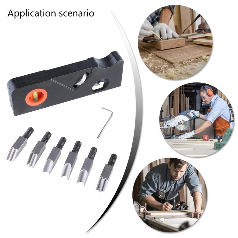 Wood Chamfer Plane With 7 Cutter Heads, Hand Planer Accessories For Quick Edges Trimming And Corner Shaping In Woodcraft