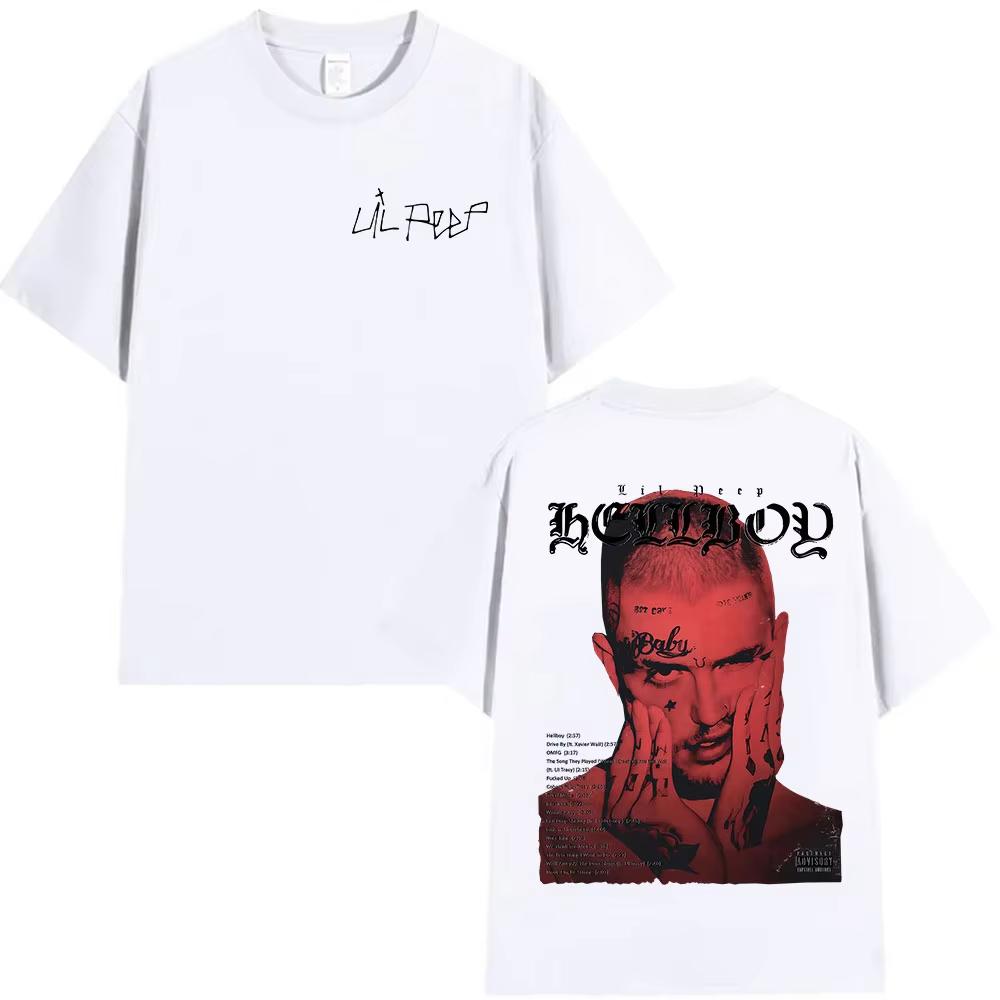 Футболка с принтом альбома рэпера Lil Peep Мужская одежда в винтажном стиле Футболки Мужская Повседневная Хлопковая Футболка с коротким рукавом