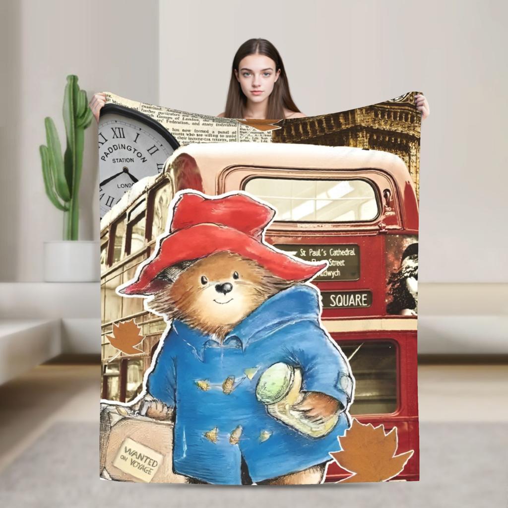 Blankets Britain Paddington Brown Bear Throw Blanket Flannel Bedspread For Couch Chair Sofa Bed Fluffy Sofa Bed Cover